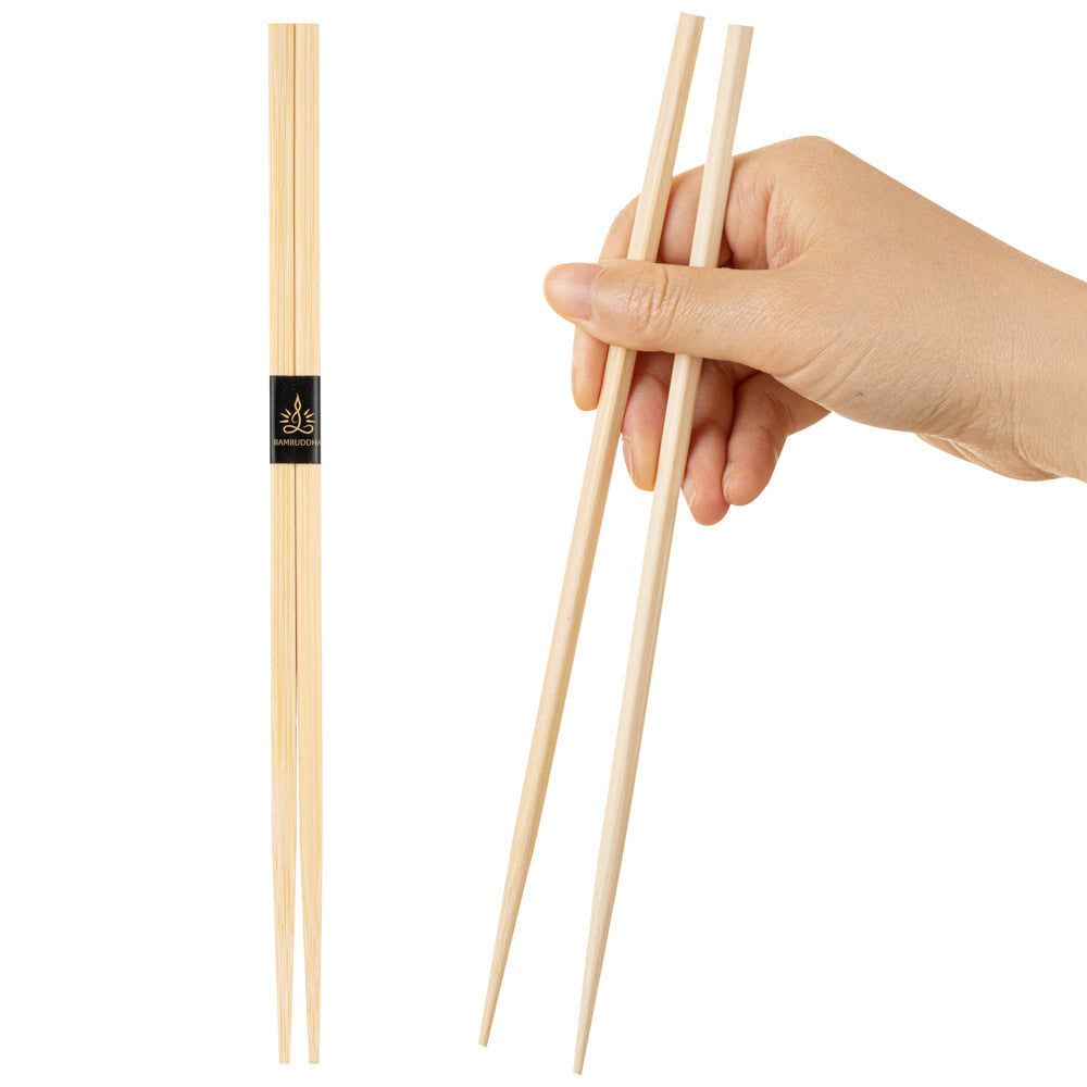Bambuddha Square Natural Bamboo Modern Chopsticks - with Paper Band - 9 1/2" - 100 count box