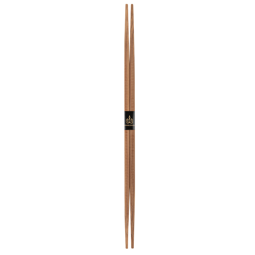 Bambuddha Brown Bamboo Contour Chopsticks - with Paper Band - 10 1/4" - 100 count box