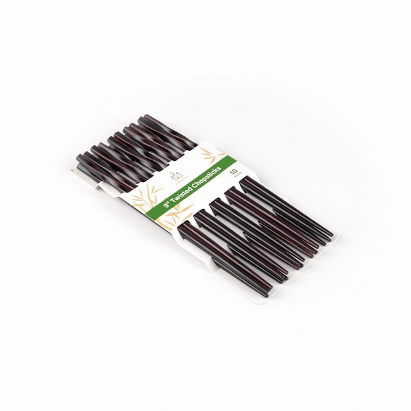 Bambuddha Dark Brown Bamboo Twisted Chopsticks - 9" - 100 count box