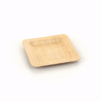Bambuddha Square Natural Bamboo Plate - 4 3/4" x 4 3/4" x 1/2" - 100 count box