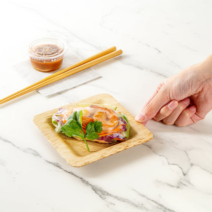 Bambuddha Square Natural Bamboo Plate - 4 3/4" x 4 3/4" x 1/2" - 100 count box