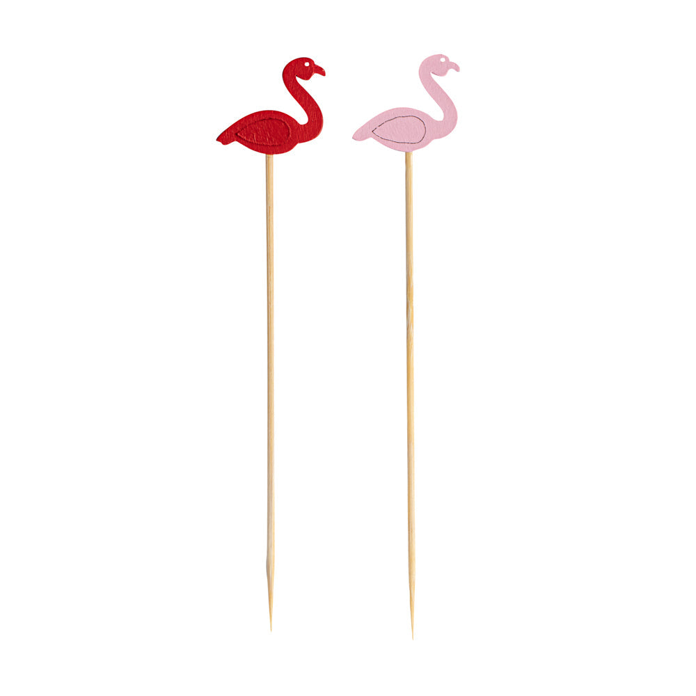Pixy Red and Pink Bamboo Flamingo Pick - 4 3/4" - 100 count box