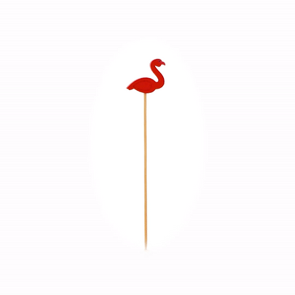 Pixy Red and Pink Bamboo Flamingo Pick - 4 3/4" - 100 count box