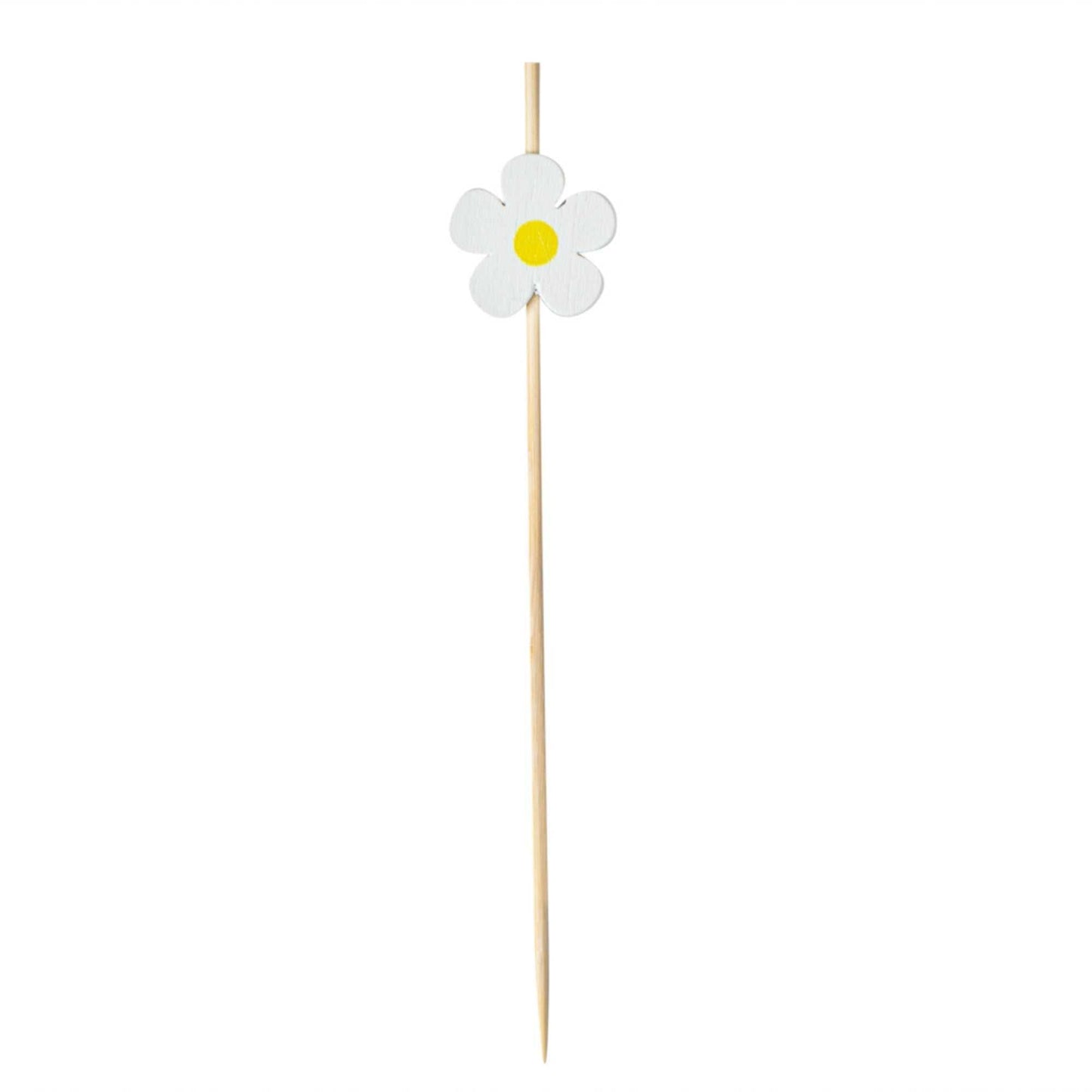 Pixy White Bamboo Daisy Pick - 4 3/4" - 100 count box
