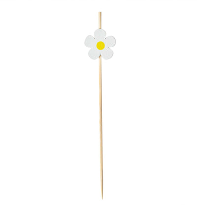 Pixy White Bamboo Daisy Pick - 4 3/4" - 100 count box