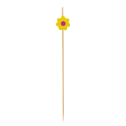 Pixy Yellow Bamboo Sunflower Pick - 4 3/4" - 100 count box