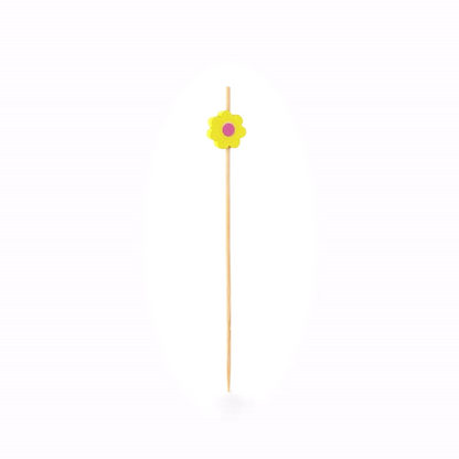 Pixy Yellow Bamboo Sunflower Pick - 4 3/4" - 1000 count box