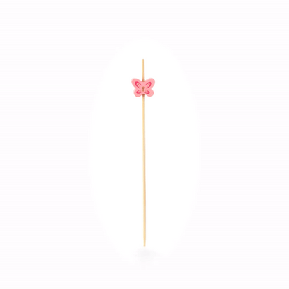 Pixy Pink Bamboo Butterfly Pick - 4 3/4" - 1000 count box