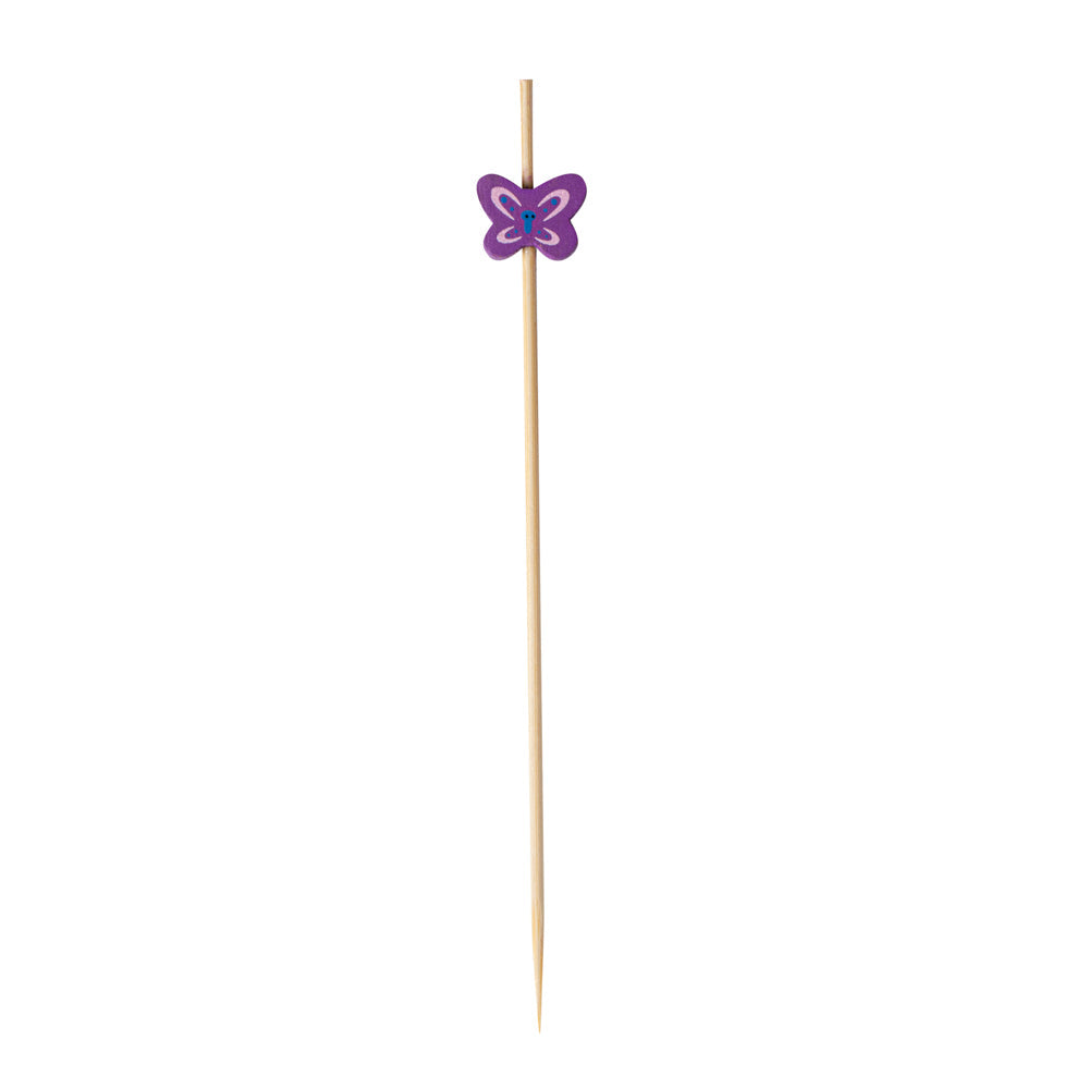 Pixy Purple Bamboo Butterfly Pick - 4 3/4" - 100 count box