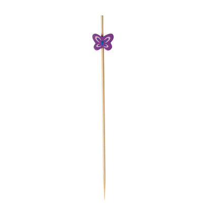 Pixy Purple Bamboo Butterfly Pick - 4 3/4" - 100 count box