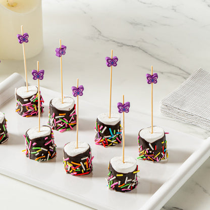 Pixy Purple Bamboo Butterfly Pick - 4 3/4" - 100 count box