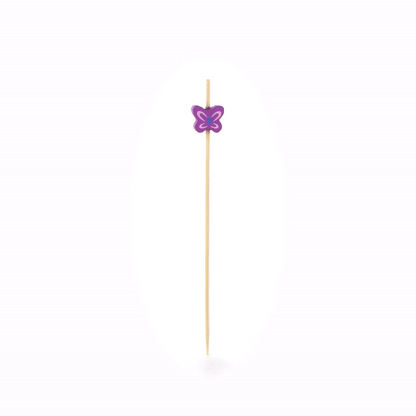 Pixy Purple Bamboo Butterfly Pick - 4 3/4" - 1000 count box