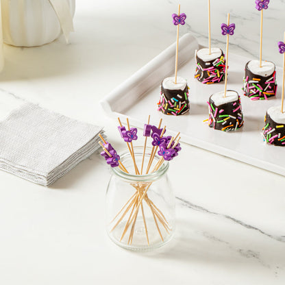 Pixy Purple Bamboo Butterfly Pick - 4 3/4" - 1000 count box