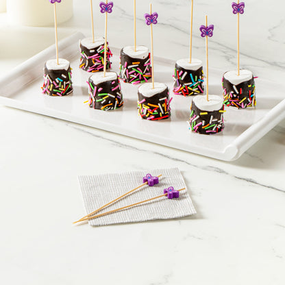 Pixy Purple Bamboo Butterfly Pick - 4 3/4" - 1000 count box