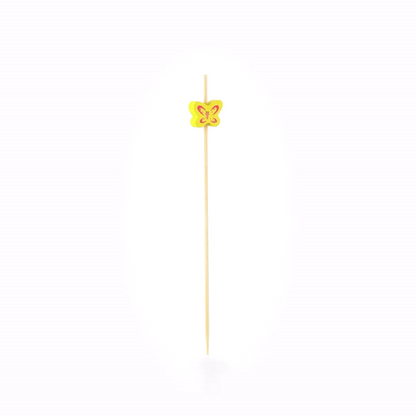 Pixy Yellow Bamboo Butterfly Pick - 4 3/4" - 1000 count box