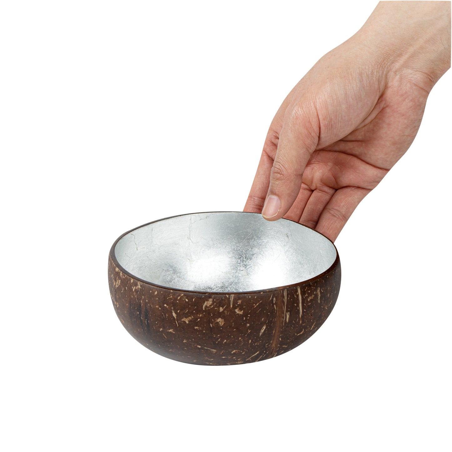 Coco Casa 16 oz Metallic Silver Handmade Coconut Bowl - 1 count box
