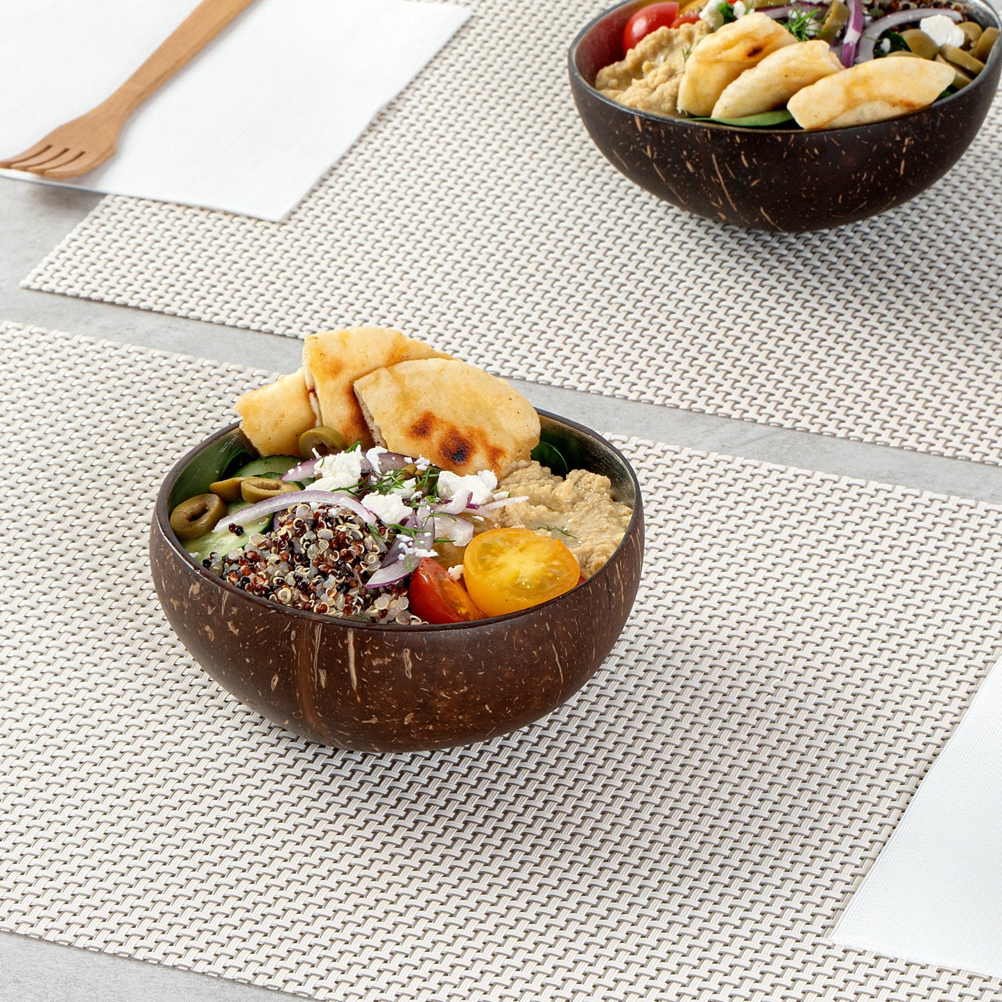 Coco Casa 16 oz Metallic Silver Handmade Coconut Bowl - 10 count box