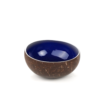 Coco Casa 16 oz Metallic Blue Handmade Coconut Bowl - 10 count box