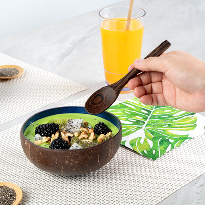 Coco Casa 16 oz Metallic Blue Handmade Coconut Bowl - 10 count box