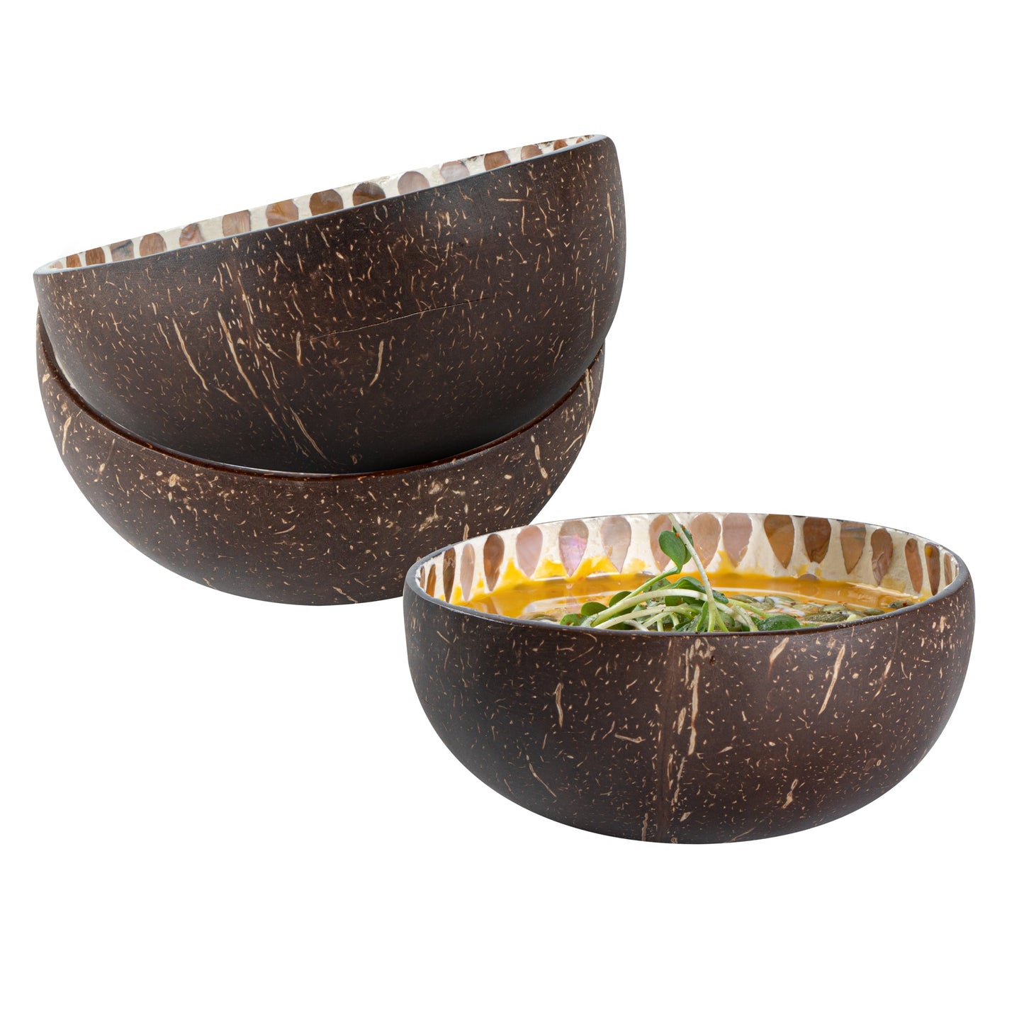 Coco Casa 16 oz White Handmade Teardrop Coconut Bowl - 1 count box
