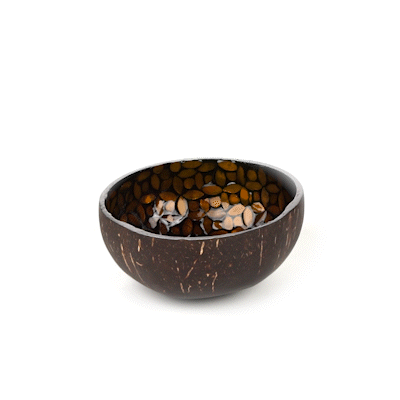 Coco Casa 16 oz Yellow Handmade Flower Coconut Bowl - 1 count box