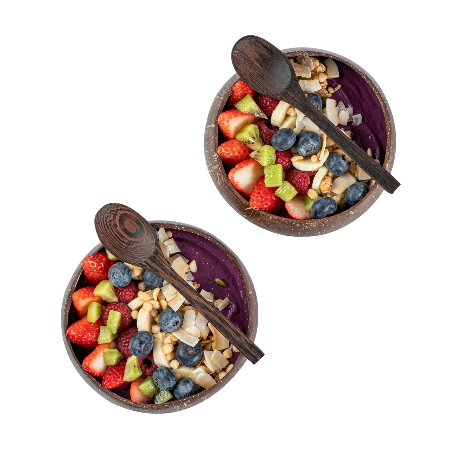 Coco Casa 4-Piece Handmade Coconut Bowl and Wooden Spoon Set - 10 count box