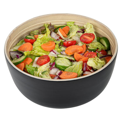 Bambuddha 15 oz Round Black Spun Bamboo Small Salad Bowl - 7 3/4" x 7 3/4" x 4" - 1 count box