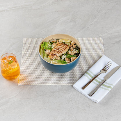Bambuddha 15 oz Round Blue Spun Bamboo Small Salad Bowl - 7 3/4" x 7 3/4" x 4" - 1 count box