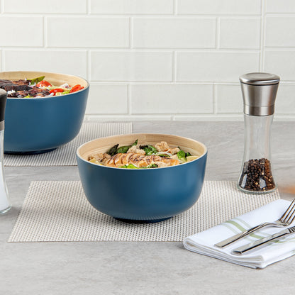 Bambuddha 15 oz Round Blue Spun Bamboo Small Salad Bowl - 7 3/4" x 7 3/4" x 4" - 1 count box