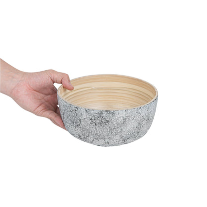 Bambuddha 15 oz Round Gray Spun Bamboo Small Eggshell Salad Bowl - 7 3/4" x 7 3/4" x 4" - 1 count box