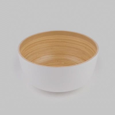 Bambuddha 15 oz Round White Spun Bamboo Small Salad Bowl - 7 3/4" x 7 3/4" x 4" - 1 count box