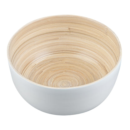 Bambuddha 15 oz Round White Spun Bamboo Small Salad Bowl - 7 3/4" x 7 3/4" x 4" - 1 count box