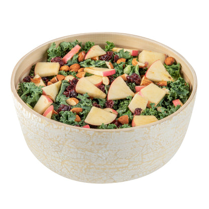 Bambuddha 25 oz Round Beige Spun Bamboo Medium Eggshell Salad Bowl - 9 1/2" x 9 1/2" x 4 3/4" - 1 count box
