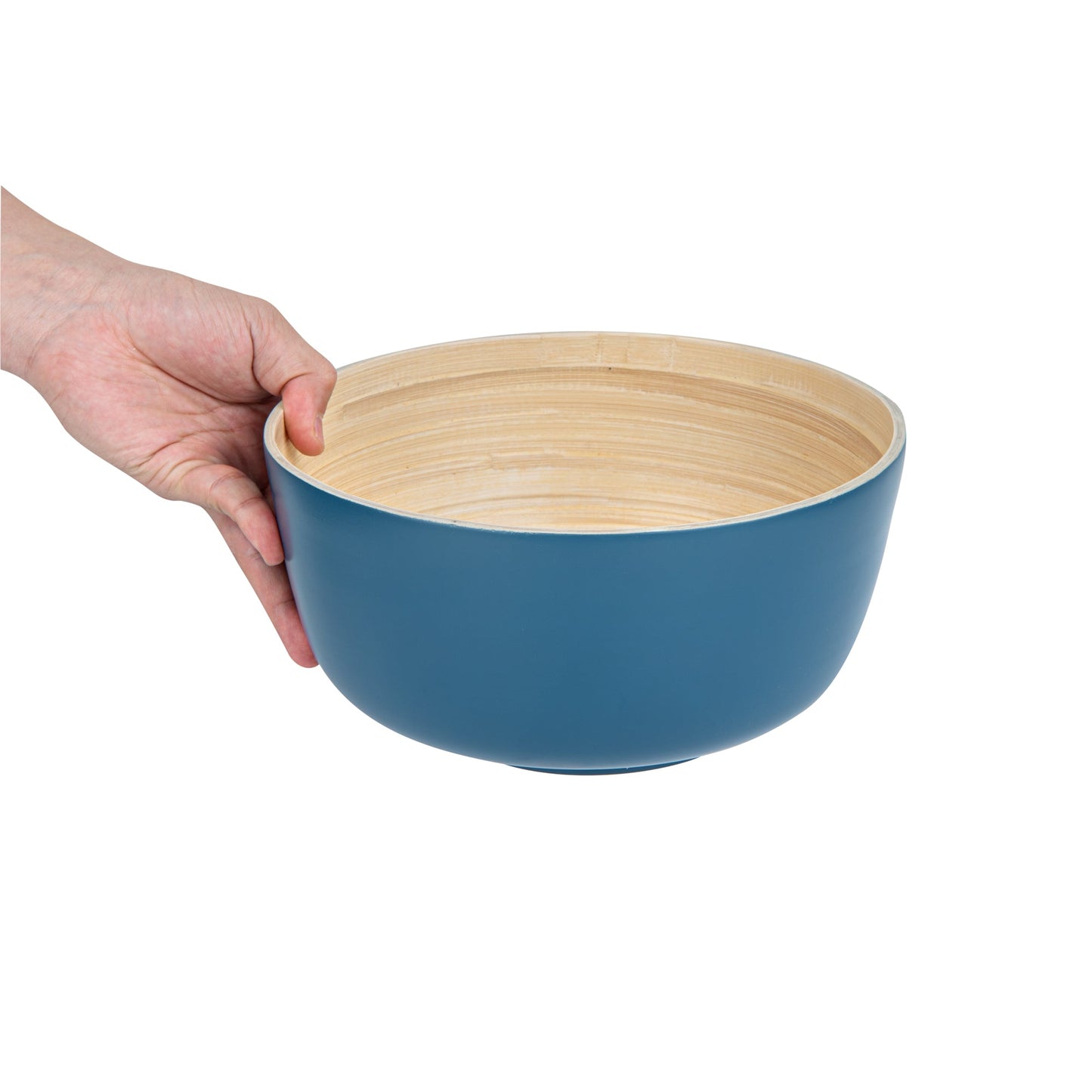 Bambuddha 25 oz Round Blue Spun Bamboo Medium Salad Bowl - 9 1/2" x 9 1/2" x 4 3/4" - 1 count box
