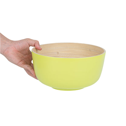 Bambuddha 25 oz Round Green Spun Bamboo Medium Salad Bowl - 9 1/2" x 9 1/2" x 4 3/4" - 1 count box