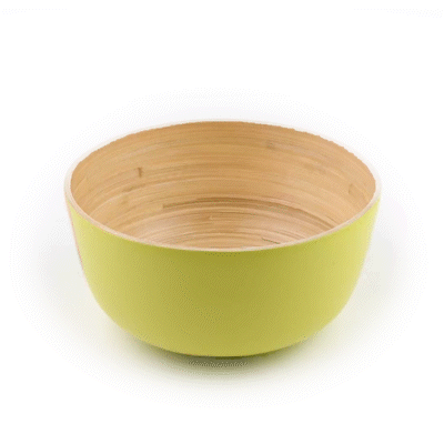 Bambuddha 25 oz Round Green Spun Bamboo Medium Salad Bowl - 9 1/2" x 9 1/2" x 4 3/4" - 1 count box