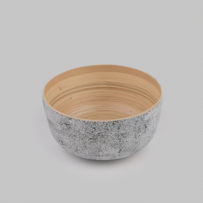 Bambuddha 25 oz Round Gray Spun Bamboo Medium Eggshell Salad Bowl - 9 1/2" x 9 1/2" x 4 3/4" - 1 count box