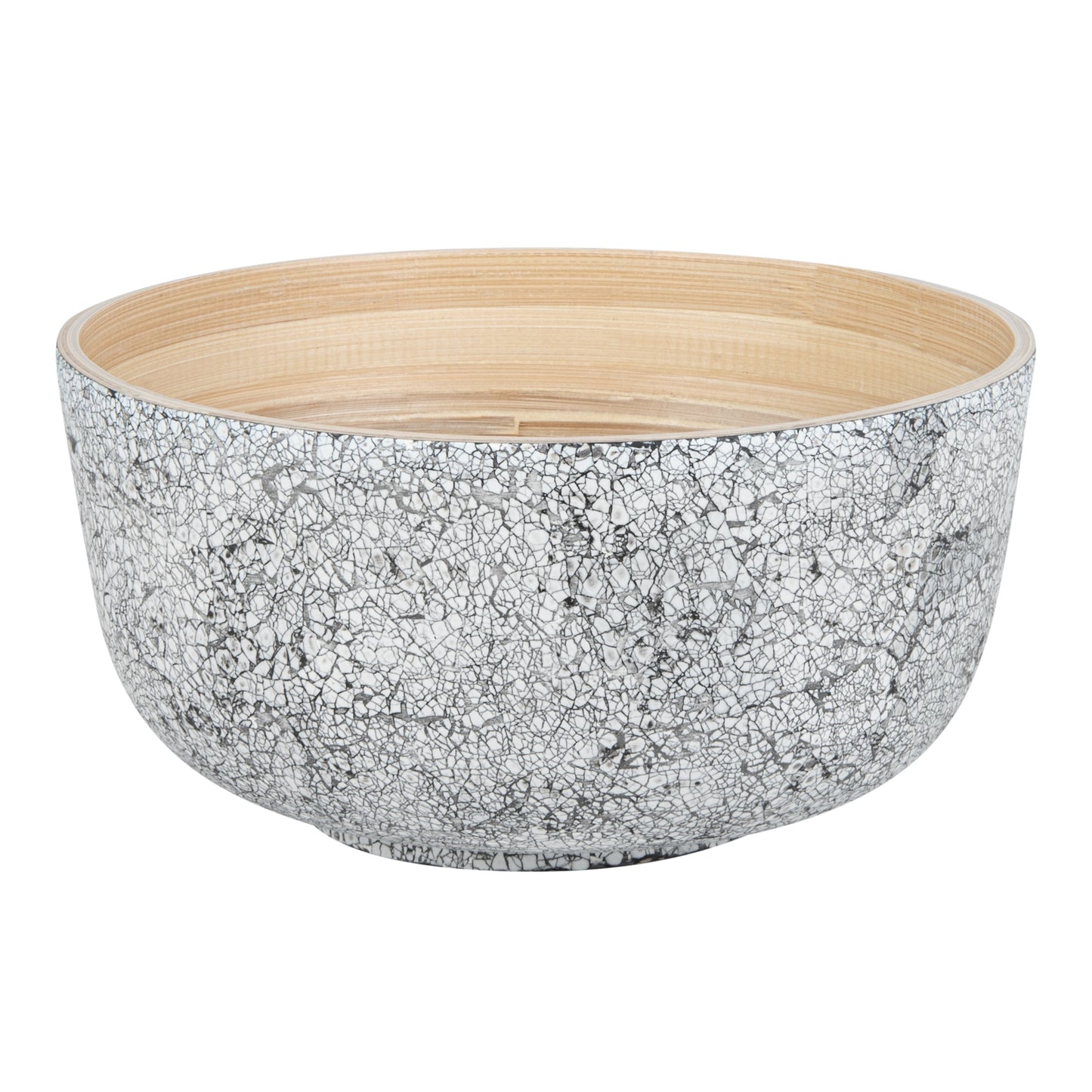 Bambuddha 25 oz Round Gray Spun Bamboo Medium Eggshell Salad Bowl - 9 1/2" x 9 1/2" x 4 3/4" - 1 count box