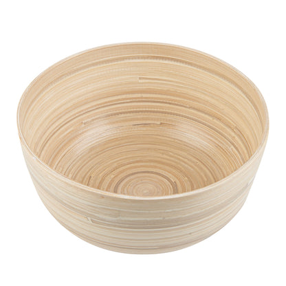 Bambuddha 25 oz Round Natural Spun Bamboo Medium Salad Bowl - 9 1/2" x 9 1/2" x 4 3/4" - 1 count box