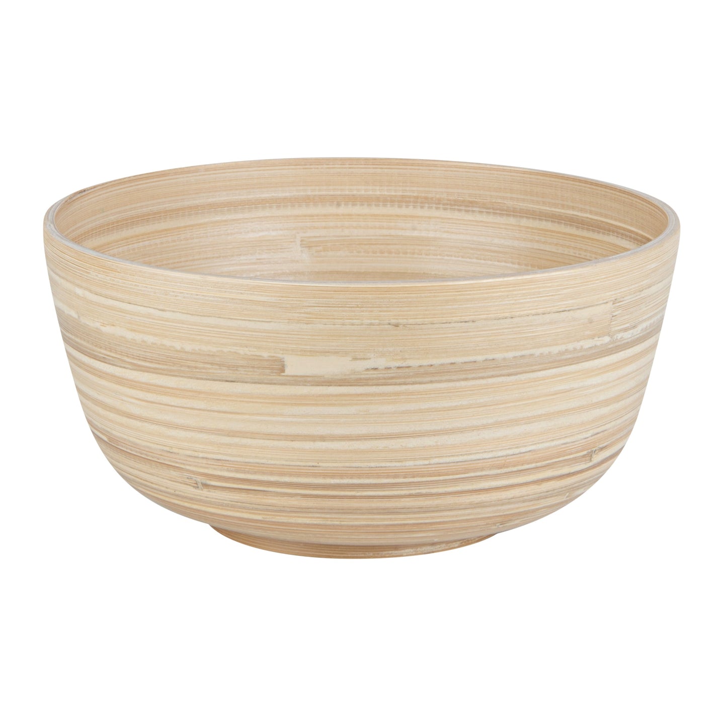 Bambuddha 25 oz Round Natural Spun Bamboo Medium Salad Bowl - 9 1/2" x 9 1/2" x 4 3/4" - 1 count box