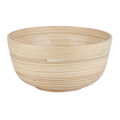 Bambuddha 25 oz Round Natural Spun Bamboo Medium Salad Bowl - 9 1/2" x 9 1/2" x 4 3/4" - 1 count box