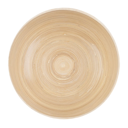 Bambuddha 25 oz Round Natural Spun Bamboo Medium Salad Bowl - 9 1/2" x 9 1/2" x 4 3/4" - 1 count box