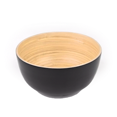 Bambuddha 30 oz Round Black Spun Bamboo Large Salad Bowl - 11" x 11" x 5 1/2" - 1 count box