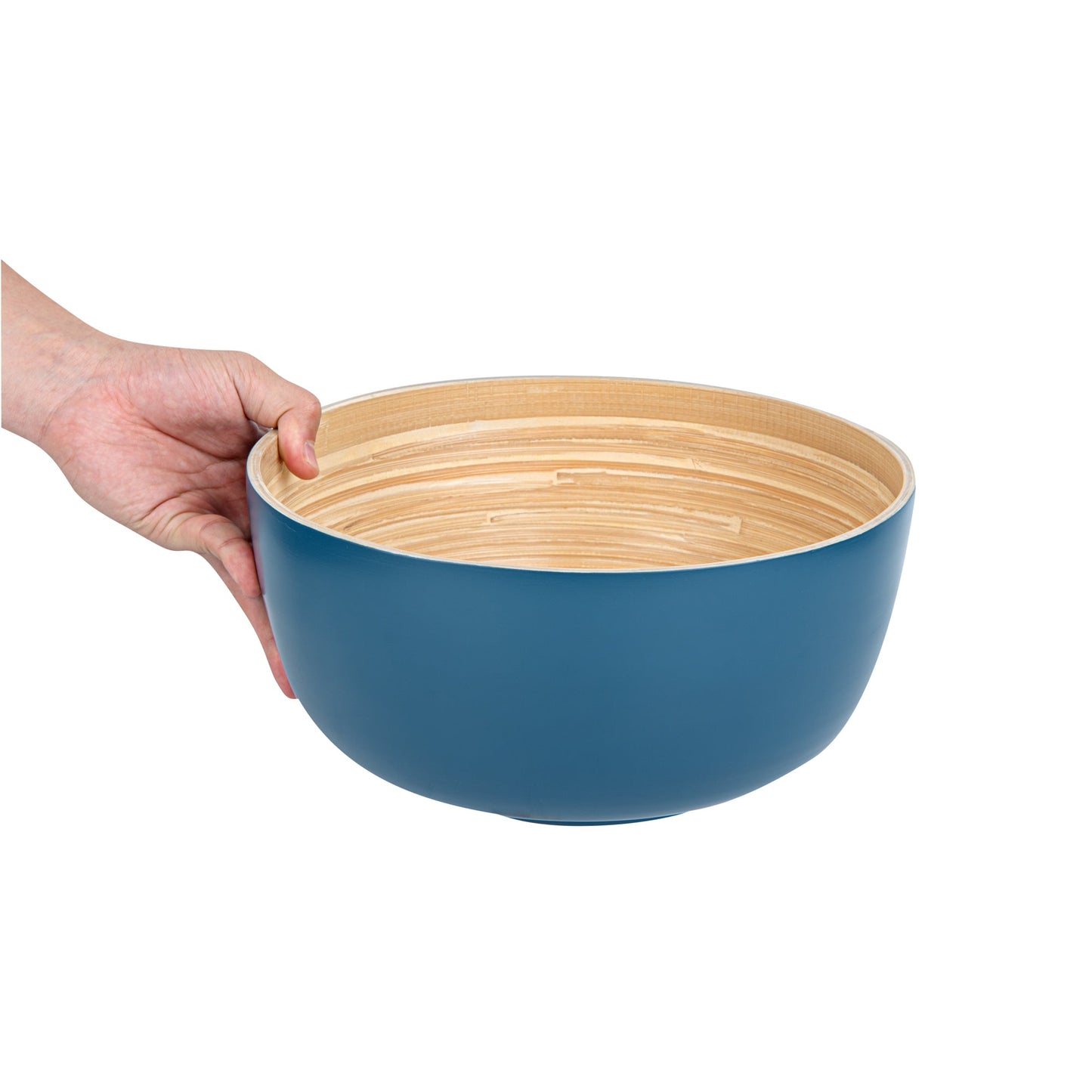Bambuddha 30 oz Round Blue Spun Bamboo Large Salad Bowl - 11" x 11" x 5 1/2" - 1 count box