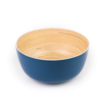 Bambuddha 30 oz Round Blue Spun Bamboo Large Salad Bowl - 11" x 11" x 5 1/2" - 1 count box