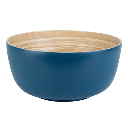 Bambuddha 30 oz Round Blue Spun Bamboo Large Salad Bowl - 11" x 11" x 5 1/2" - 1 count box