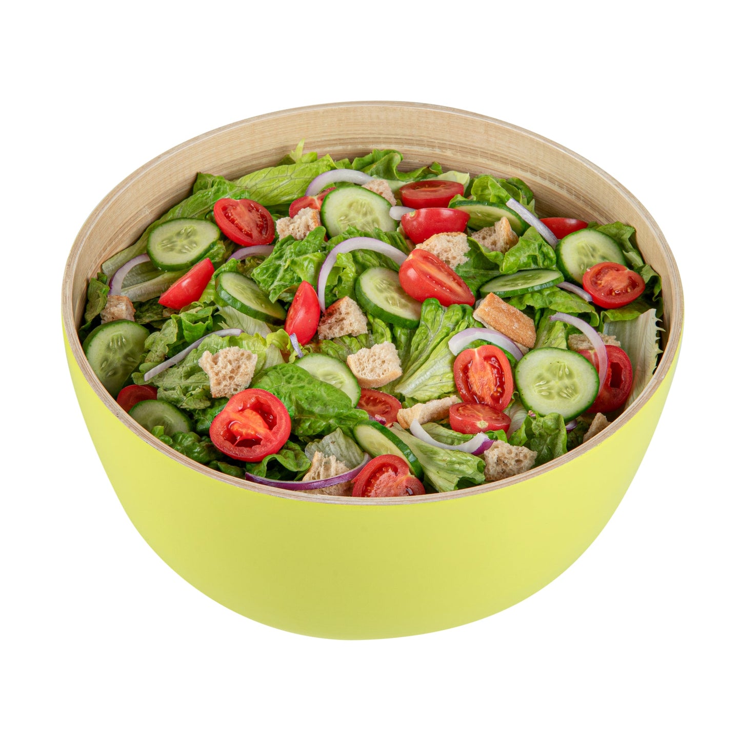 Bambuddha 30 oz Round Green Spun Bamboo Large Salad Bowl - 11" x 11" x 5 1/2" - 1 count box
