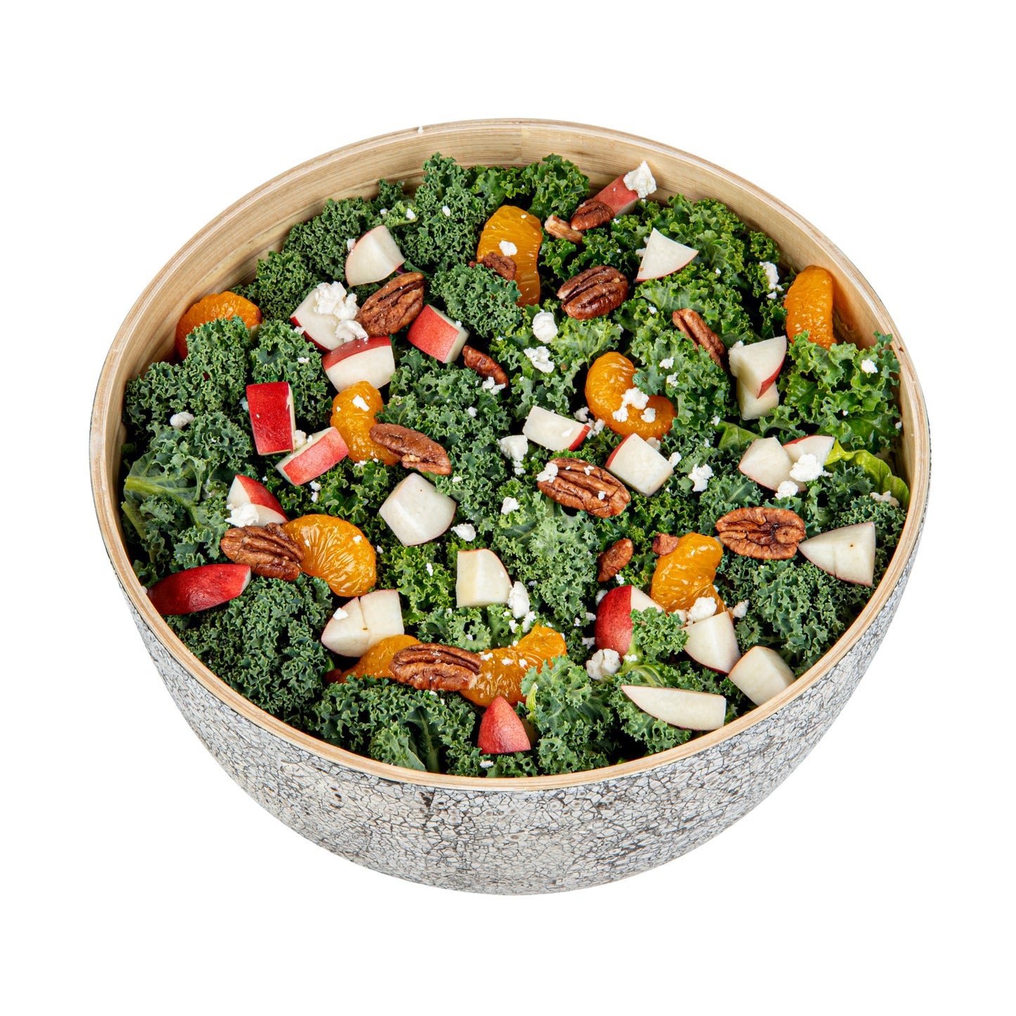 Bambuddha 30 oz Round Gray Spun Bamboo Large Eggshell Salad Bowl - 11" x 11" x 5 1/2" - 1 count box