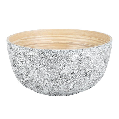 Bambuddha 30 oz Round Gray Spun Bamboo Large Eggshell Salad Bowl - 11" x 11" x 5 1/2" - 1 count box