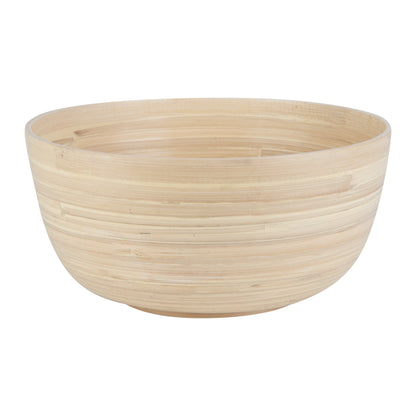 Bambuddha 30 oz Round Natural Spun Bamboo Large Salad Bowl - 11" x 11" x 5 1/2" - 1 count box